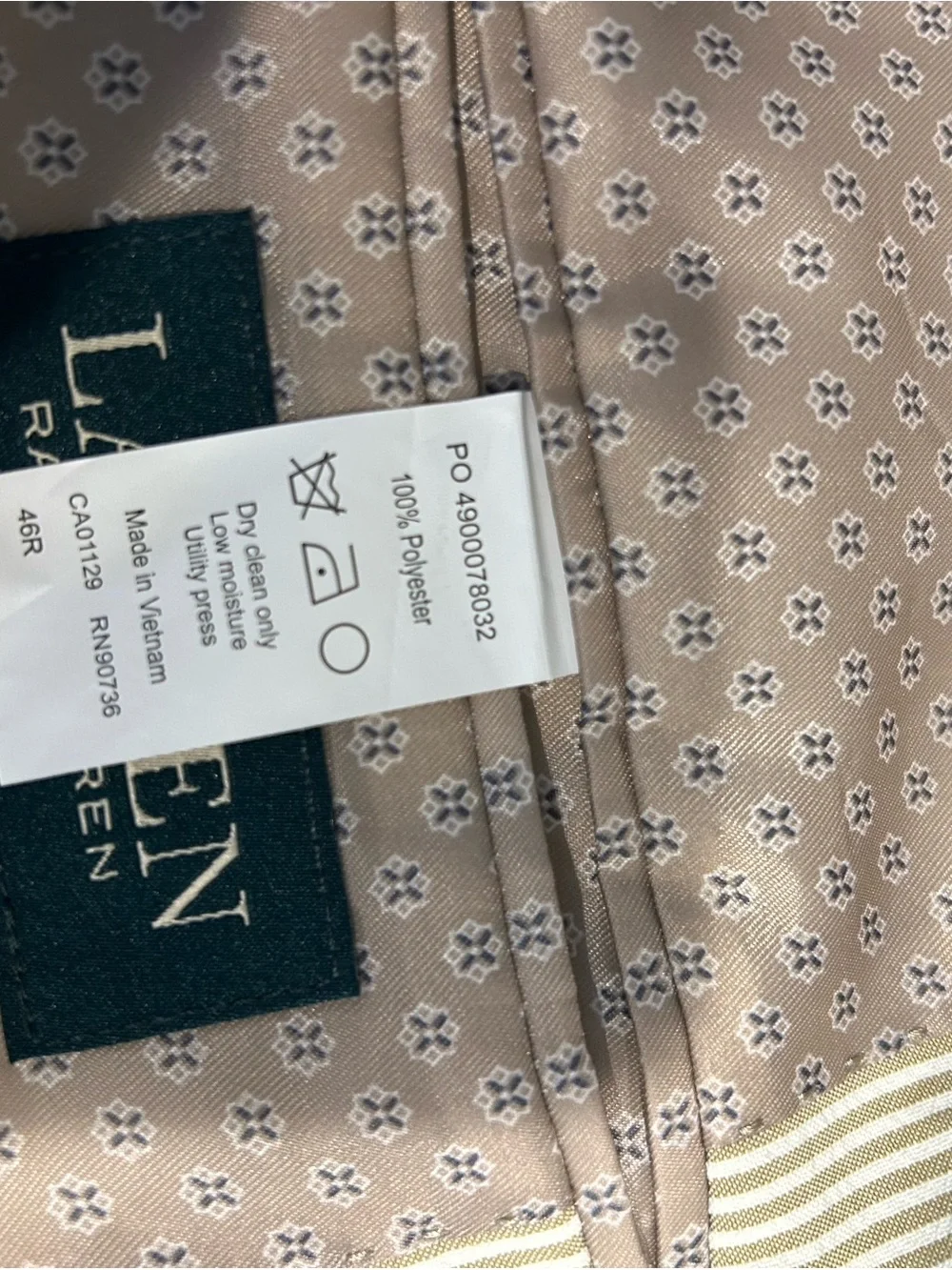 Ralph Lauren Cream Pinstripe Two-Button Blazer